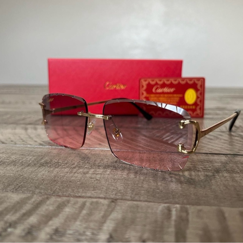 Cartier Gold Frame Sunglasses with Pink Gradient Lenses